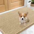 OLANLY Dog Door Mat for Muddy Paws 24x16, Absorbs Moisture and Dirt, Absorbent Non-Slip Washable Doormat, Quick Dry Chenille Mud Mat for Dogs, Entry Indoor Entryway Carpet for Inside Floor, Beige