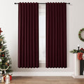 Burgundy 100% Blackout Linen Curtains 72 Inch Length 2 Panels Set for Living Room Bedroom Back Tab Thermal Insulated Black Out Drapes Room Darkening Farmhouse Style for Bedroom Window Curtains 52x72