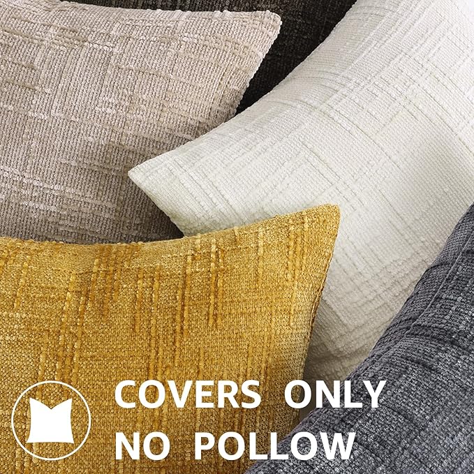 decorUhome Dark Brown Chenille Euro Sham Throw Pillow Covers 22x22 Set of 2 Textured Soft Cozy Slubby Couch Pillow Covers Modern Farmhouse Boho Decorative Pillow Cases for Bed Sofa Living Room