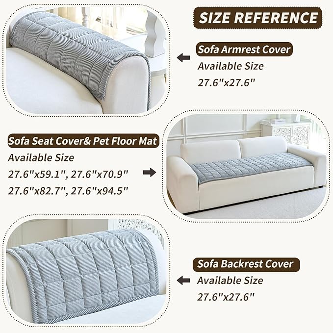 Couch Covers for Dogs Washable, Non Slip Couch Covers for Loveseat Sofa Pet Friendly, Soft Fuzzy Sofa Covers for Pet, Dog Couch Cover Furniture Protector(1PC,Light Grey,27.6"x27.6")