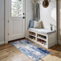 Washable Area Rugs 2'x5' Non-Slip Modern Abstract Soft for Living Room Entryway Bedroom Nursery, Print Pattern, Blue Grey Navy Gray