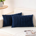 Pack of 2 Corduroy Decorative Throw Pillow Covers 12x20 InchSoft Boho Striped Pillow Covers Modern Farmhouse Home Decor for Sofa Living Room Couch Bed(Blue)