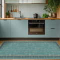 Teal Boho 2x5 Non Slip Small Kitchen Rug Runner - Washable Low Pile & Soft Carpet for Bathroom, Bedroom Beside Bed, Non Skid Floral Vintage Rugs for Laundry Room, Entryway