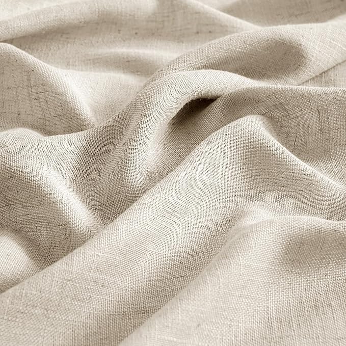 MIULEE Beige Linen Curtains 84 Inch Length 2 Panels for Bedroom Living Room, Soft Linen Textured Window Drapes Semi Sheer Light Filtering Back Tab Rod Pocket Farmhouse Modern Burlap Look Decor