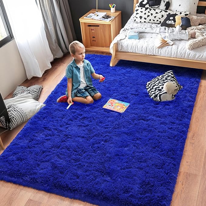 Rugs for Living Room 6x9, Soft Shaggy Modern Shag Area Rug for Bedroom, Upgrade Non-Slip Plush Fluffy Carpet for Kids Boys Girls Room Home Decor Aesthetic, Royal Blue