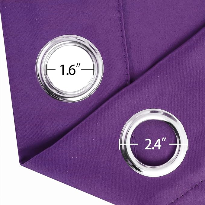 LEMOMO Blackout Curtains 66 x 54 Inch Long Purple Curtains Set of 2 Panels Room Darkening Curtains for Bedroom and Living Room