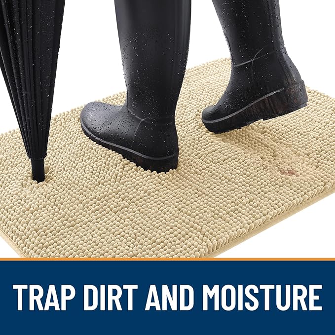 OLANLY Dog Door Mat for Muddy Paws 70x32, Absorbs Moisture and Dirt, Absorbent Non-Slip Washable Doormat, Quick Dry Chenille Mud Mat for Dogs, Entry Indoor Entryway Carpet for Inside Floor, Sand