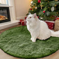 OLANLY Green Round Rugs for Bedroom - Machine Washable, 3 ft Circle Area Rugs for Living Room, Soft and Fluffy Shaggy Carpet for Teen Girl and Boys, Nursery Rooms, Dorms, Home Decor Aesthetic