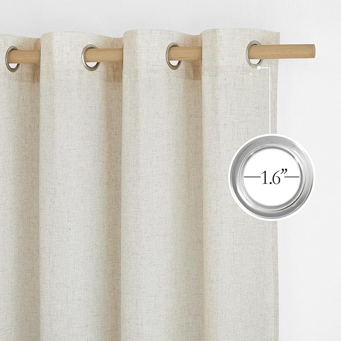 NICETOWN Flax Natural Linen 78 inch Curtains for Doorway, Grommet Thick Flax Linen Door Curtains Privacy Assured with Light Filtering for Patio/Living Room, W68 x L78, 2 Panels
