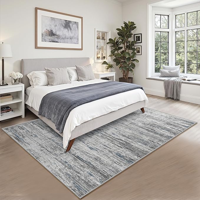 4x6 Rug - Stain Resistant Abstract Washable Rugs, Anti Slip Area Rugs for Living Room,Modern Low Pile Carpet with Rubber Backing Home Decor Small Area Rug