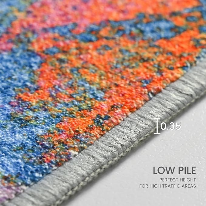 2x6 Rainbow Rug Runners for Hallways Kitchen Runner Rug Non Slip Washable Colorful Long Runner Rugs with Rubber Backing Soft Abstract Carpet Runner for Bedroom, Kitchen, Bathroom, Entryway