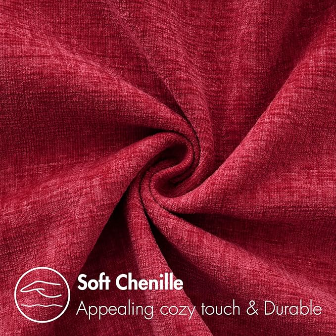 MIULEE Pack of 2 Red Couch Throw Pillow Covers 12x20 Inch Soft Chenille Lumbar Pillow Covers for Sofa Living Room Solid Dyed Cases