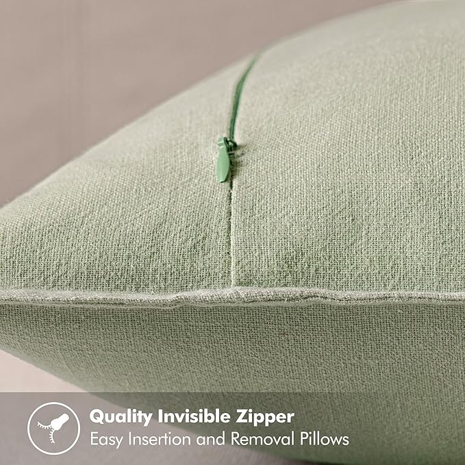 MIULEE Decorative Linen Euro Sham Pillow Covers 24x24 Light Green Boho Farmhouse Neutral Spring Couch Throw Pillows for Bed Pack of 2 Accent Modern Pillowcase Summer Sofa Livingroom Home Decor