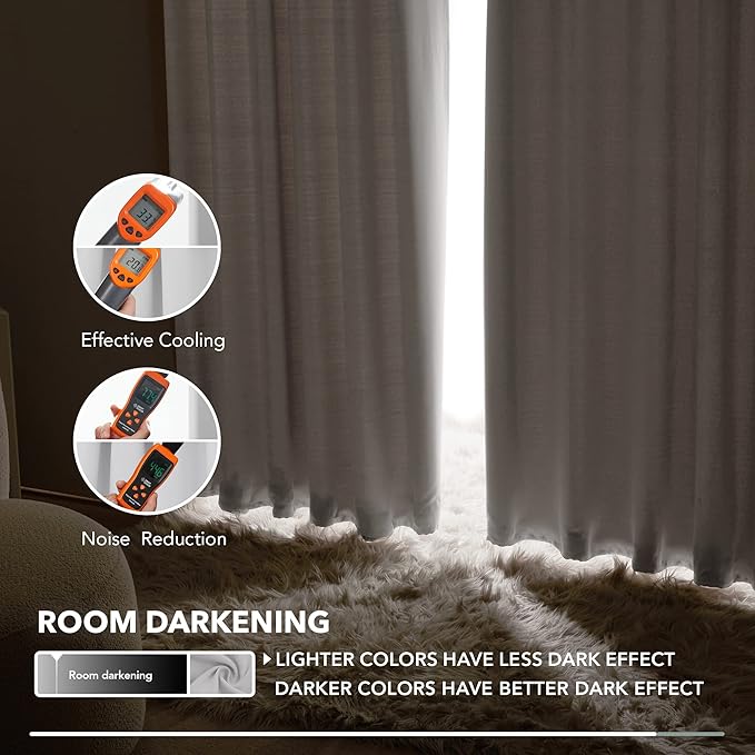 Deconovo Back Tab and Rod Pocket Blackout Curtains for Living Room Thermal Insulated Light Blocking Curtains 42Wx84L Inch Greyish White 2 Panels