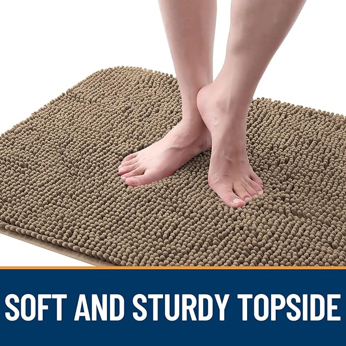 OLANLY Dog Door Mat for Muddy Paws 70x46, Absorbs Moisture and Dirt, Absorbent Non-Slip Washable Doormat, Quick Dry Chenille Mud Mat for Dogs, Entry Indoor Entryway Carpet for Inside Floor, Tan