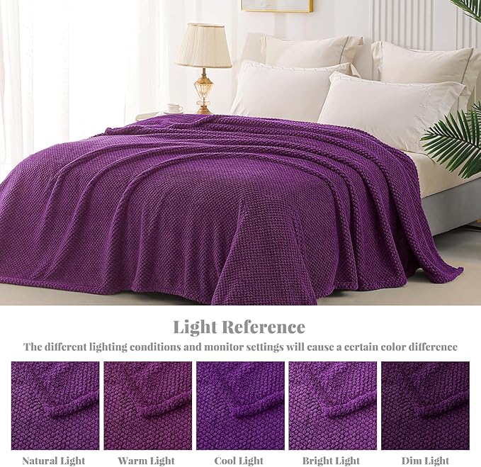 Whale Flotilla Extra Large Fuzzy Fleece Throw Blanket for Couch, 50x70 Inch Fluffy Warm Soft Jacquard Blankets for All Season, Lightweight and Cozy, Purple