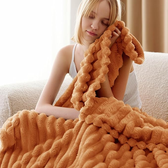 Bedsure GentleSoft Orange Twin XL Blanket for Bed - Cozy Soft Fall Blankets for Women, Cute Small Fleece Throws for Girls, Birthday Gifts for Women, 66x90 Inches