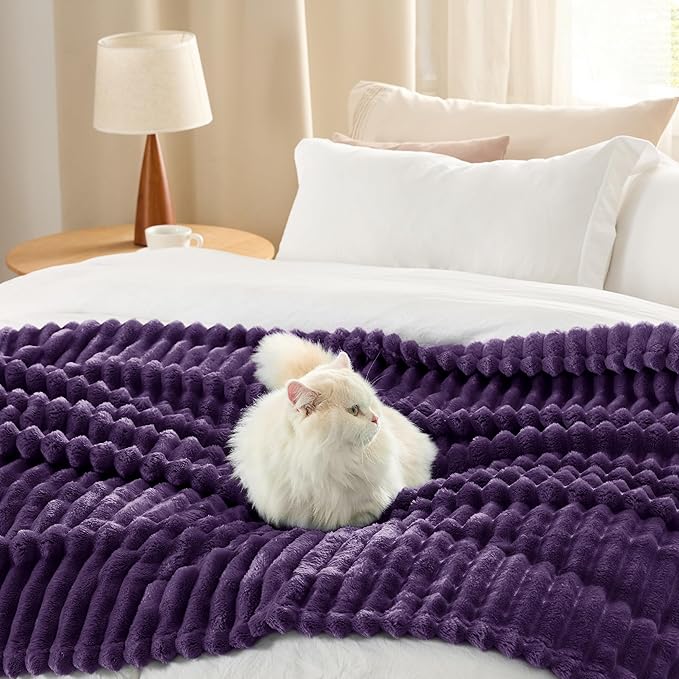 Bedsure GentleSoft Purple Fleece Blanket for Couch - Cozy Soft Blankets for Women, Cute Small Throws for Girls, 50x60 Inches