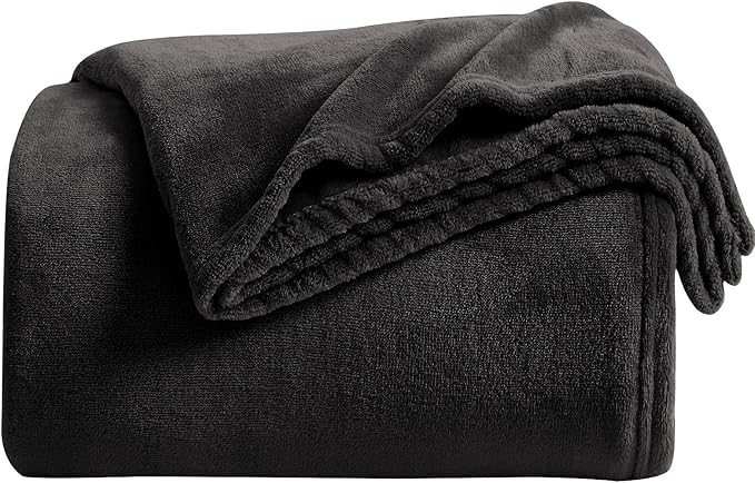 KMUSET Super Soft Throw Blanket Premium Silky Flannel Fleece Twin Size Black Microfiber Lightweight Blanket All Season Use,60X80 inches