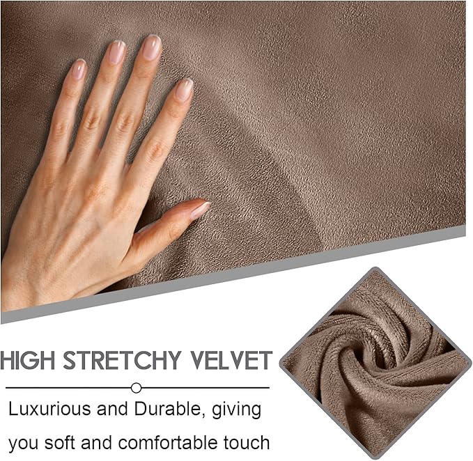 ULTICOR Reclining Love Seat Slipcover, 48" - 65" L, 6-Piece Velvet Stretch Loveseat Reclining Sofa Covers, 2 seat Love seat Recliner Cover, Thick, Soft, Washable (Sand)