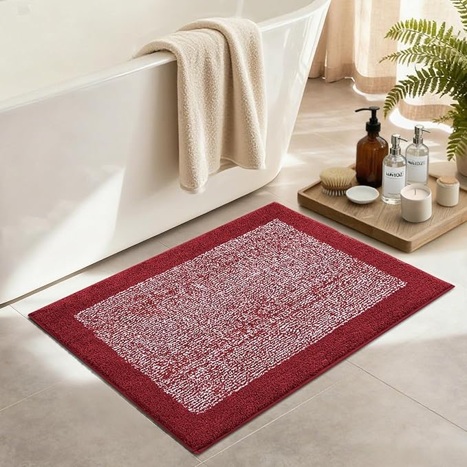 36x24 Large Bathroom Rugs Washable Non Slip, Red Bath Mat for Bathroom Floor Tub, Soft Absorbent Quick Dry Mats for Shower, Bathtub,Home Decor