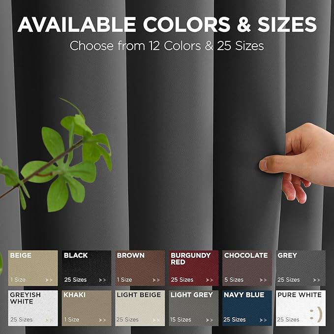 Joydeco Blackout Patio Sliding Door Curtains 108 Inches Long, Grommet Privacy Room Divider Curtains, Extra Wide Thermal Blackout Drapes for Bedroom Living Room (Grey, 100Wx108L, 1 Panel)