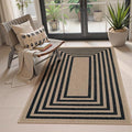 Lahome Enfys Modern Geometric Easy Jute Outdoor Rug, 3x5 Black Washable Kitchen Rugs for Bedroom Thin Non Slip Indoor Door Mat, Non Slip Farmhouse Carpet for Office Patio