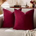 GIGIZAZA Burgundy Pillow Covers 26x26: Pack of 2 Throw Pillows Soft Solid Covers - Velvet Decorative Couch Big Cushion Covers Used for Chrismas Room Decor,Living Room,Bedroom,Sofa