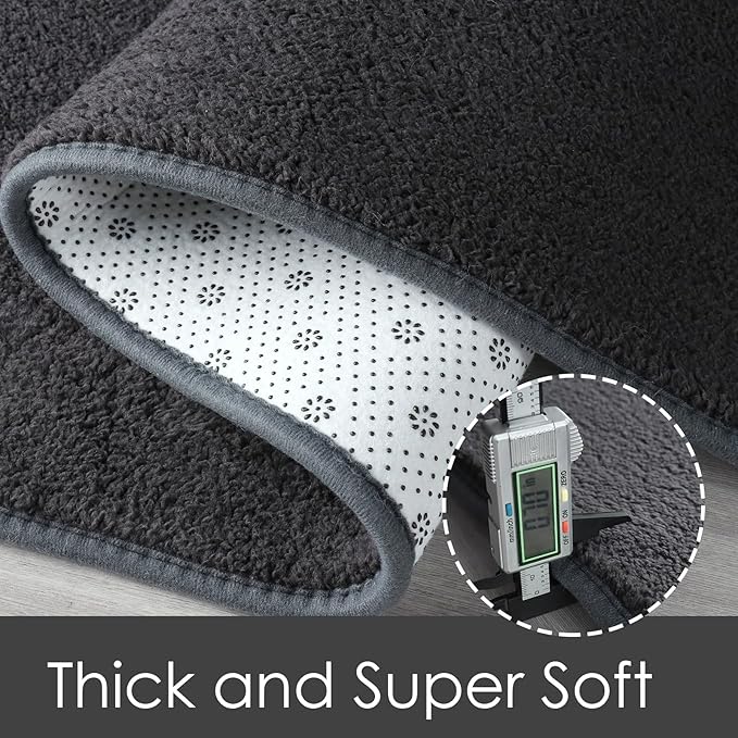 AROGAN 2x4 Feet Shag Runner Rug for Hallways, Washable Rugs with Memory Foam for Bedroom, Entryway Indoor Fluffy Throw Rug for Bedside Living Room Kids Girls Nursery Dorm Room Decor, Dark Grey