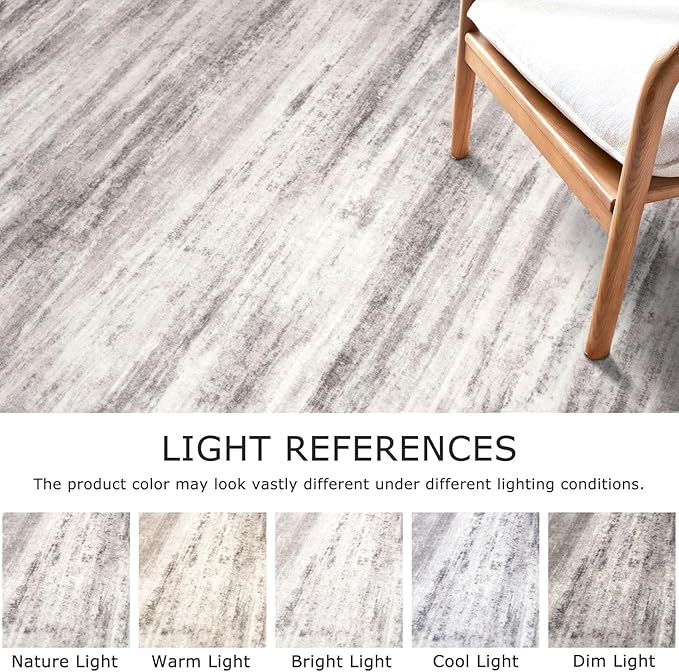 KOZYFLY Modern Abstract Washable Rug Runner 2.6x12 Hallway Rug Runner Non-Slip Soft Kitchen Runner Rugs, Grey/Light Beige/Brown Striped Carpet for Entryway Bathroom