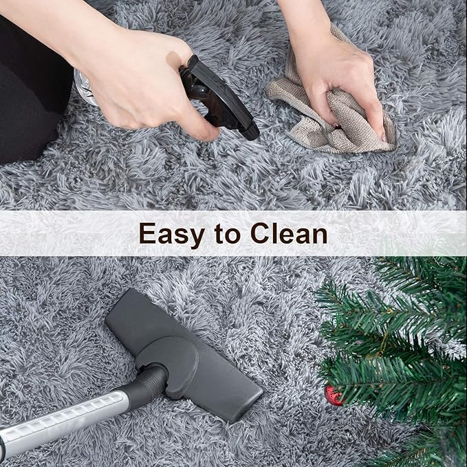 TWINNIS Super Soft Shaggy Rugs Fluffy Carpets, 9x11 Feet, Indoor Modern Plush Area Rugs for Living Room Bedroom Kids Room Nursery Home Decor, Upgrade Anti-Skid Rectangular Fuzzy Rug, Grey
