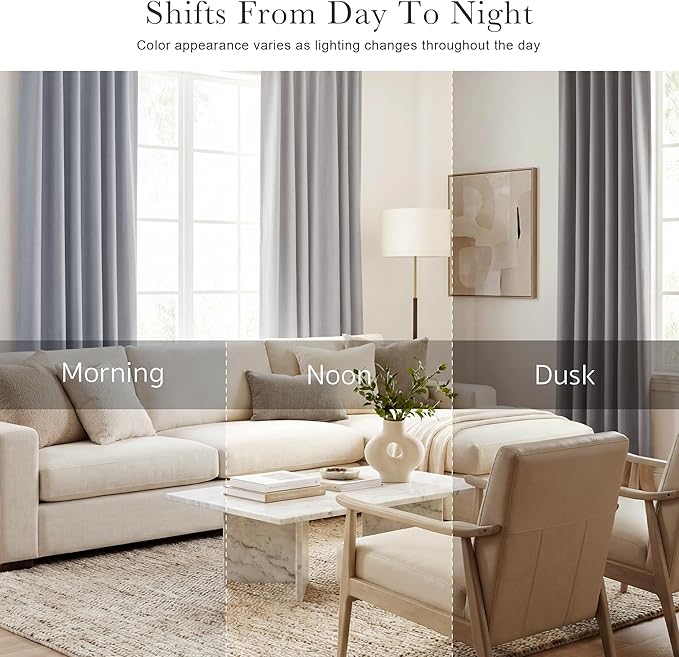 PONY DANCE Blackout Curtains 84 inch Length 2 Panels Set - Window Curtains for Living Room Back Tab Drapes Thermal Insulated Room Darkening, 52 x 84 inches, Silver Grey, 2 Panels