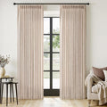 MIULEE Pinch Pleated Thick Linen Curtains 84 Inches Long 2 Panels for Living Room Bedroom, Linen Textured Memory Trained Drapes Pleat Back Tab Light Filtering Sand Beige Window Curtains with Hooks