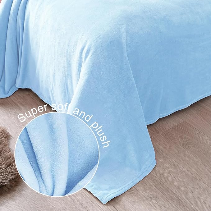 Exclusivo Mezcla Fleece Ice Blue Throw Blanket for Couch, Sofa, Super Soft and Warm Blankets, All Season, Cozy, Plush, Lightweight, 50x60 Inches