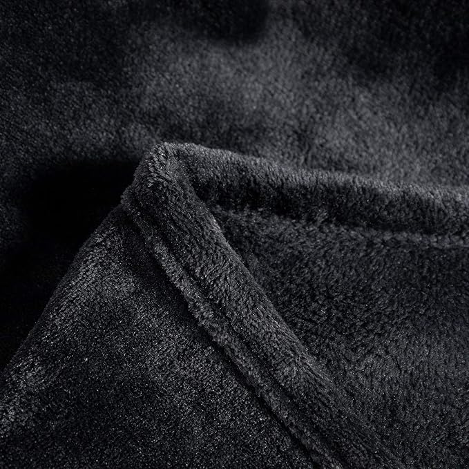 TASTHROW Large Flannel Fleece Throw Blanket, 50×70 Inch - Cozy Lightweight Thick Blanket - All Seasons Suitable for Women, Men and Kids (Black)