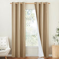 NICETOWN 100% Absolutely Blackout Linen Curtains with Thermal Insulated White Liner, Camel, W34 x L90, 2 Panels, Long Curtains 90 inch Length for Patio Door, Doorway, Office, Overnight Shiftworker
