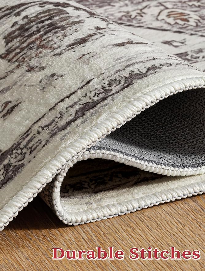 SERISSA Boho Washable Runner Rug, 2x5 Rug Non-Slip Vintage Earth Tone Hallway Kitchen Runner Rug Ultra Soft Print Distressed Floor Carpet for Bedroom Bathroom Laundry Room