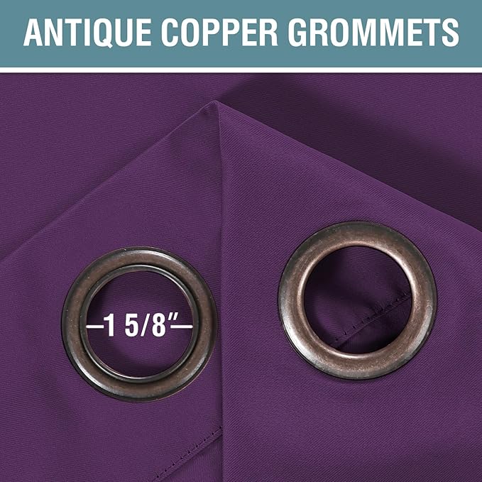 H.VERSAILTEX Thermal Insulated Blackout Window Curtains for Bedroom/Living Room Ultra Soft and Smooth Innovated Microfiber Grommet Curtains - Solid in Plum Purple (One Panel), 52" W x 84" L