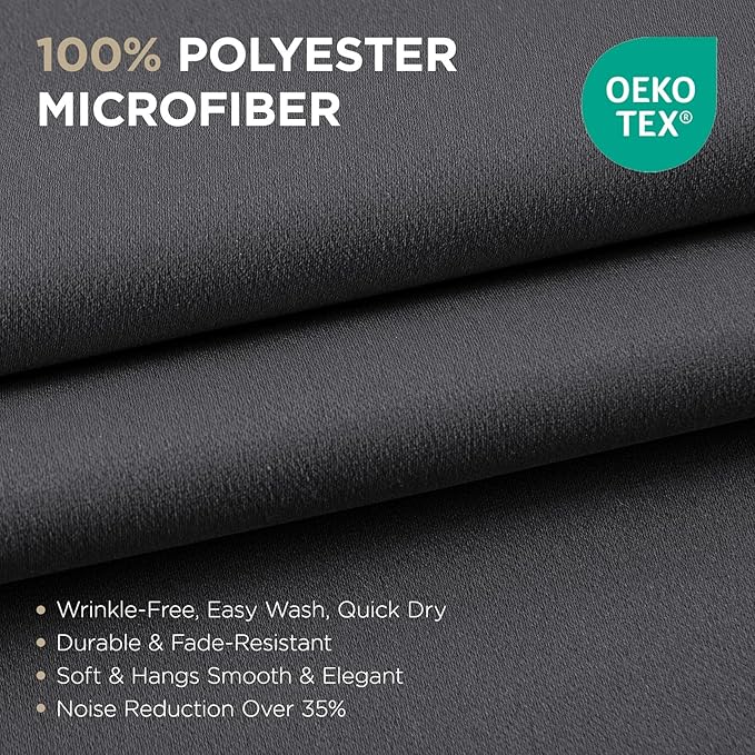 Joydeco Blackout Curtains 90 Inch Length 2 Panels Set, Thermal Insulated Long Curtains& Drapes 2 Burg, Room Darkening Grommet Drapes for Living Room Bedroom Window (W52 x L90 Inch, Dark Grey)