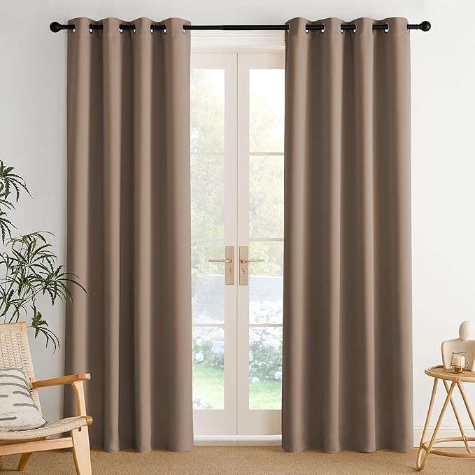 NICETOWN Room Darkening Draperies Curtains Panels, 2 Panels Cappuccino W52 x L84