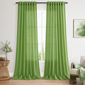 Nanspring Lime Green Linen Blend Light Filtering Back Tab Curtains 108 Inches Long, Semi Sheer Privacy Drapes for Living Room & Bedroom, 52x108 inch, 2 Panels