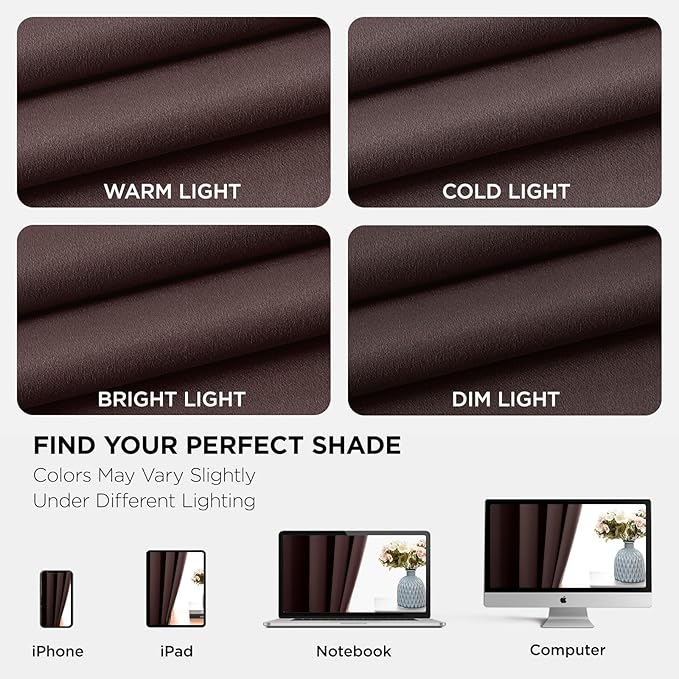 Joydeco Blackout Curtains 120 inches Long 2 Panels Set, Thermal Insulated Long Curtains & Drapes 2 Burg, Room Darkening Grommet Drapes for Bedroom Living Room Windows (W52 x L120 Inch, Chocolate)