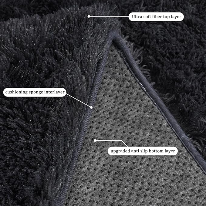Rugs for Living Room 8x10, Soft Shaggy Modern Shag Area Rug for Bedroom, Upgrade Non-Slip Plush Fluffy Carpet for Kids Boys Girls Room Home Decor Aesthetic, Charcoal Gray