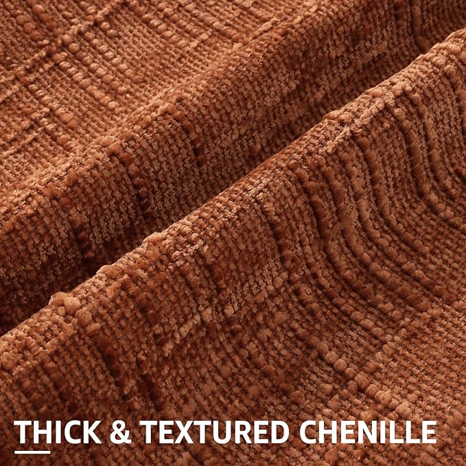 decorUhome Rust Chenille Throw Pillow Covers 20x20 Set of 2 Textured Soft Cozy Slubby Couch Pillow Covers Modern Farmhouse Boho Decorative Pillow Cases for Bed Sofa Living Room