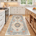 Area Rugs 3'x7' Runner Rug Non Slip Washable for Kitchen Hallway Bedroom Beside Laundry Room Bathroom Rug, Floor Carpet, Beige Navy Blue Orange Colorful