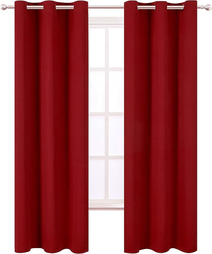 LEMOMO Red Thermal Blackout Curtains/38 x 84 Inch/Set of 2 Panels Room Darkening Curtains for Bedroom