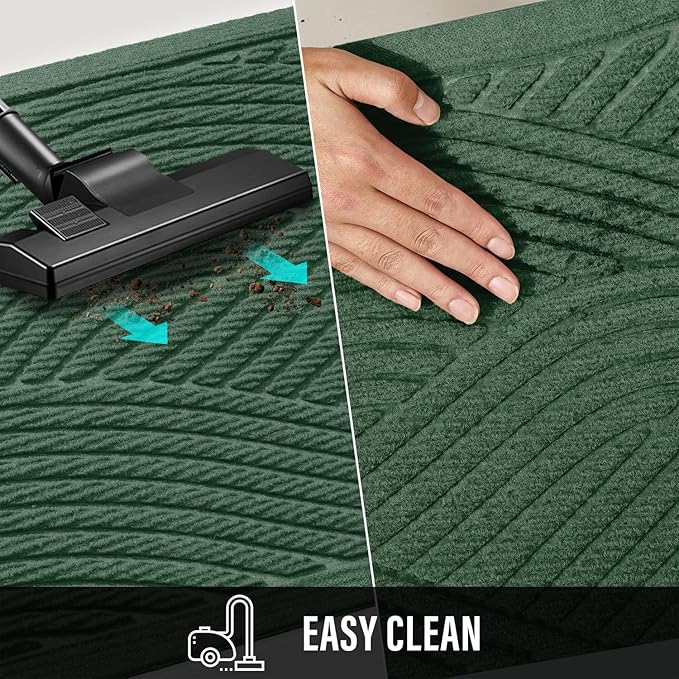 HIYARD Sturdy Front Door Mat, Absorbent Muddy Dirt Resist Welcome Door Mats Outdoor Indoor, Stain and Fade Resistant, Non-Slip Backing Entry Mat Low Profile Doormat for Entryway, 47×32, Green