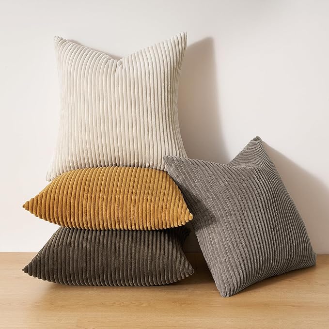 Topfinel Decorative Brown Throw Pillow Covers Cushion Cases, Set of 4 Soft Velvet Modern Double-Sided Designs Terracotta Home Decor ，Fall Style Throw Pillows 20x20 inches