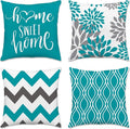 Hexagram Geometric Teal Pillow Covers 16x16 Set of 4, Decorative Outdoor Boho Modern Throw Pillow Covers, Home Sweet Home Farmhouse Cushion Case for Couch Sofa Bedroom Indoor Decor(No Insert)
