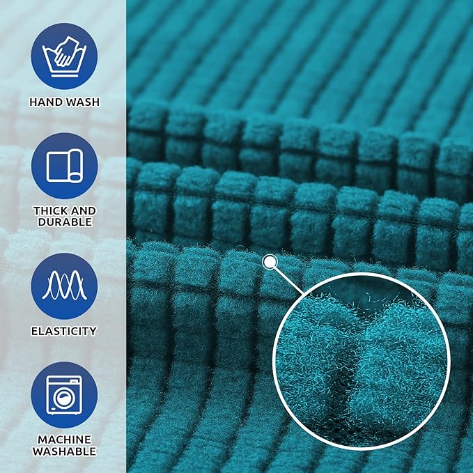KEKUOU Stretch Oversized Sofa Slipcover 1 Piece Couch Sofa Cover (94"-110") Furniture Protector 4 Seater Sofa with Elastic Bottom for Kids,Pet.Jacquard Checked Pattern Fabric(X Large,Peacock Blue)